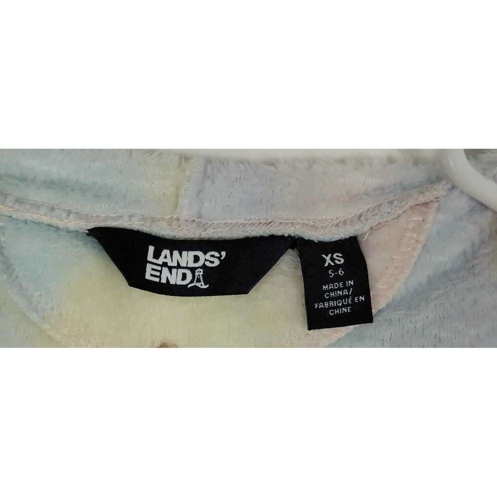 Lands'‎ End Kids Fleece Hooded Size 6/ XS Bathrobe Tie Waist Soft Fuzzy Robe